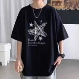 【 M-8XL 】 Summer limited edition men's oversized T-shirt Line stars printed T-shirt suitable for both men and women 2