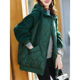 Light Down Cotton Solid Women Cotton Clothes 2025 Winter New Version Temperament  Jacket Hooded Loose Women Tops 2