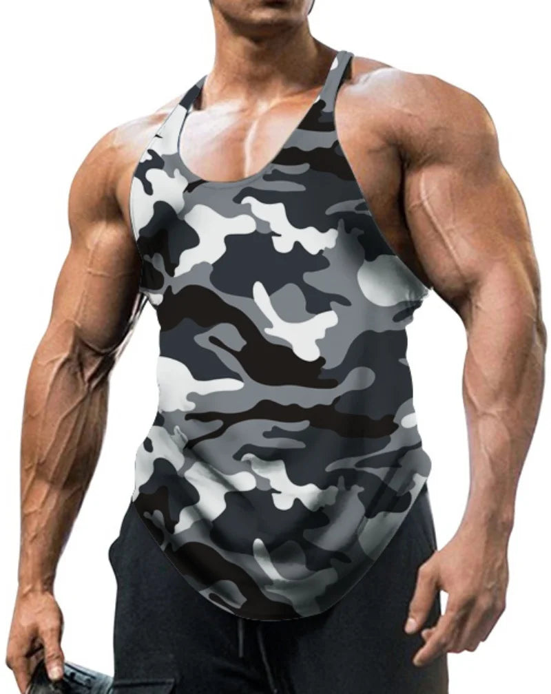 Men's Thin Camouflage Sleeveless Vintage Sports Fitness Training Vest 3