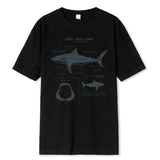 Great White Shark Anatomy T-Shirt New Summer Men Street Short Sleeve Hip Hop Punk Style Boy Casual Tops Fashion White Tees