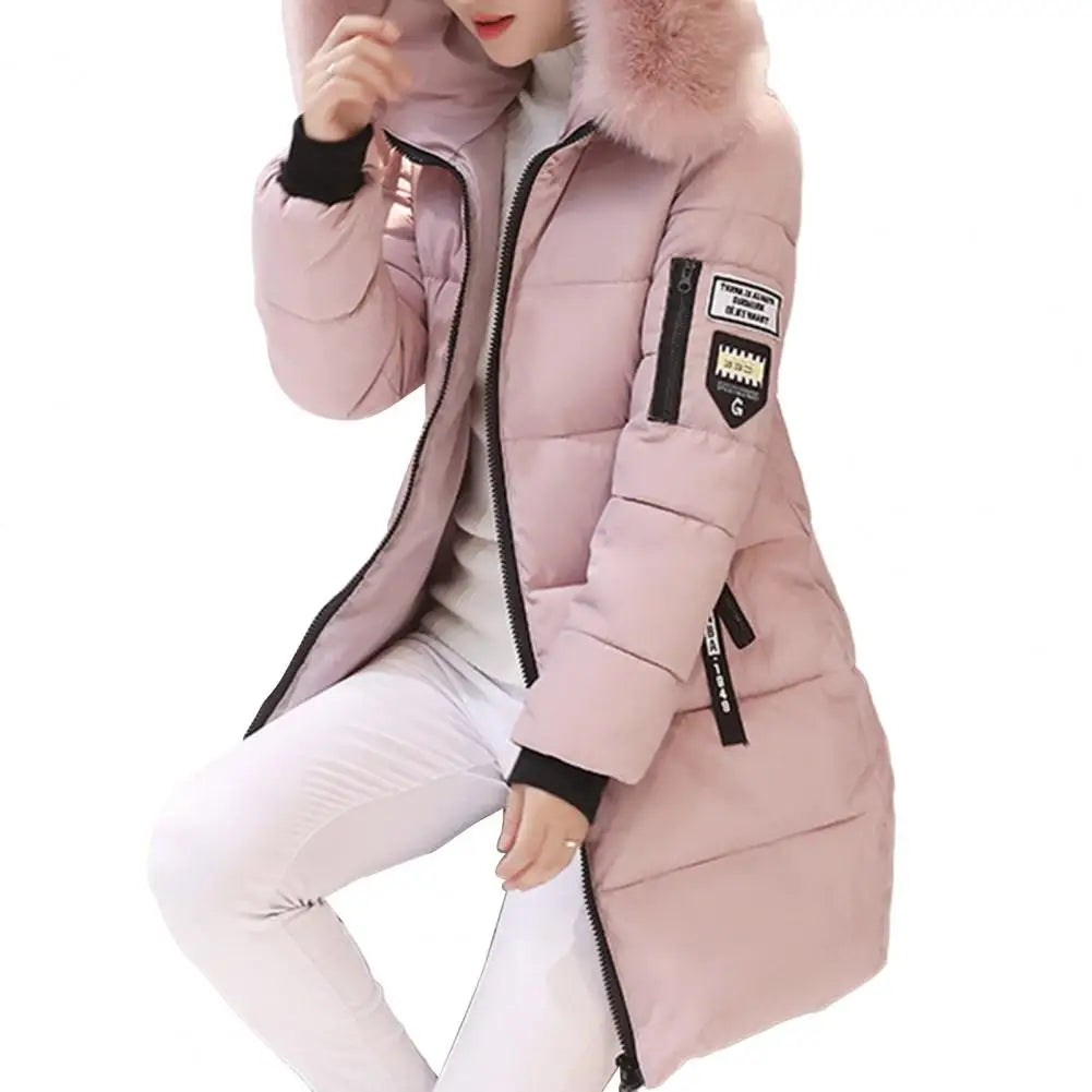 Fashion Women Winter Cotton Coat Parka Thickened Padded Stuffed Hooded Mid Length 4