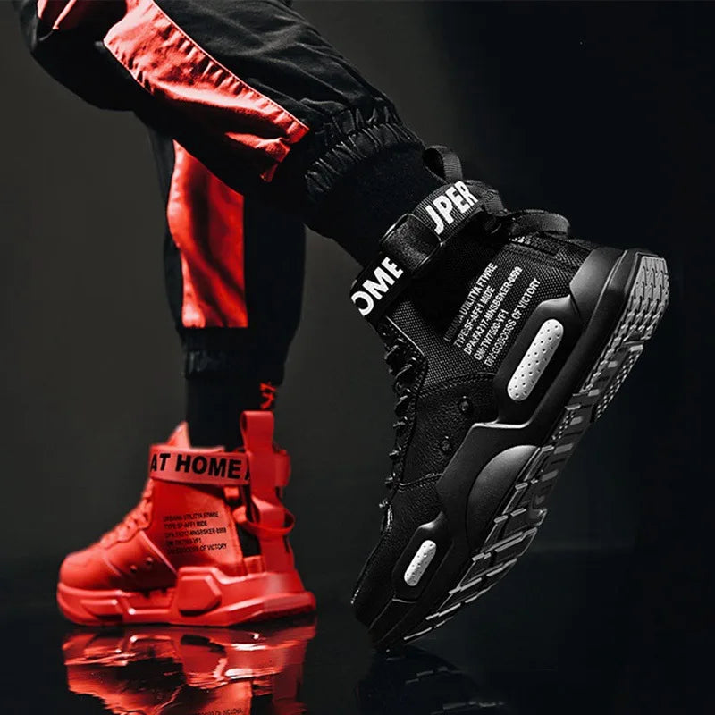 Men's High Top Fashion Leather Sneakers | Trendy & Comfortable Casual Shoes