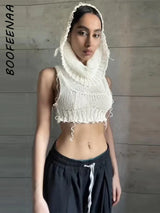 BOOFEENAA Hooded Sleeveless Knitted Sweater Vest Streetwear Fashion Sexy Y2k Crop Top Autumn Clothes Women 2023 C71-CE17 3