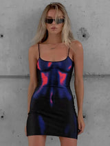 Fashion Printing Bodycon Dress For Women Summer Y2k Clothes Spaghetti Strap Mini Vestidos De Mujer Sleeveless One Piece Outfits 5
