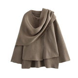 Scarf-Accent Woolen Overcoat