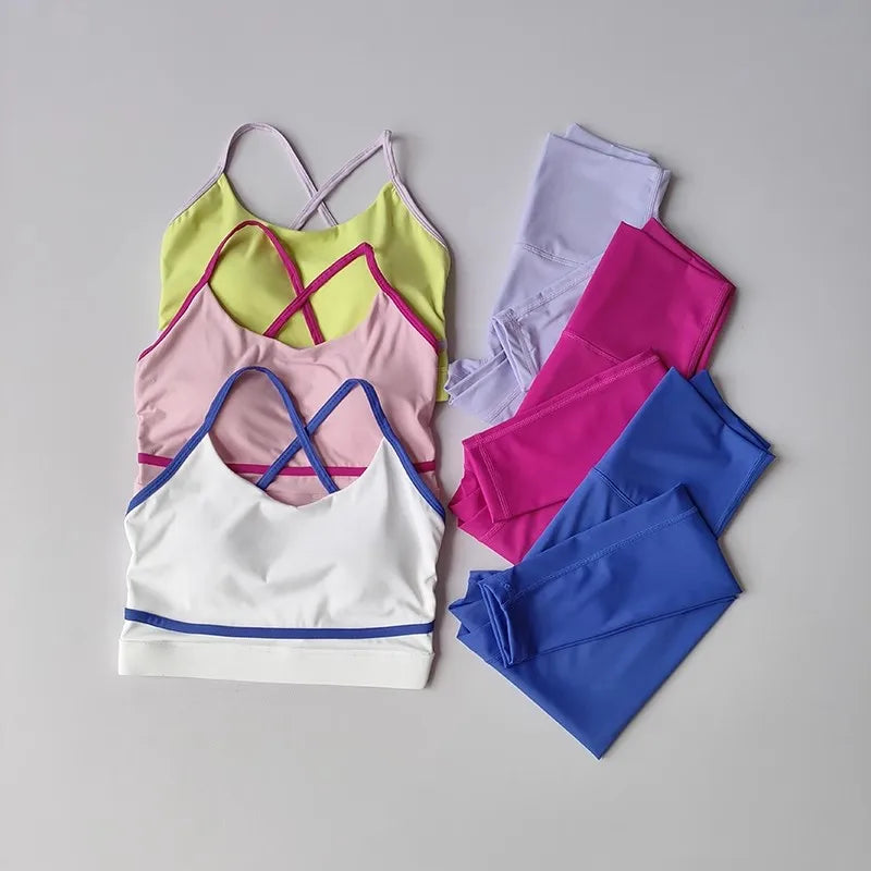 Women's Yoga Set Workout Set 2 Piece High Waist Yoga Leggings Sports Bra Gym Suit Activewear Sports Fitness Set Sports Suit 3