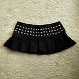 Y2k Clothes Gothic Punk Studded Mini Skirt Harajuku Sexy Ultra Short Rivet Pleated Skirt Hot Girl Kawaii Skirt Womens Clothing 2