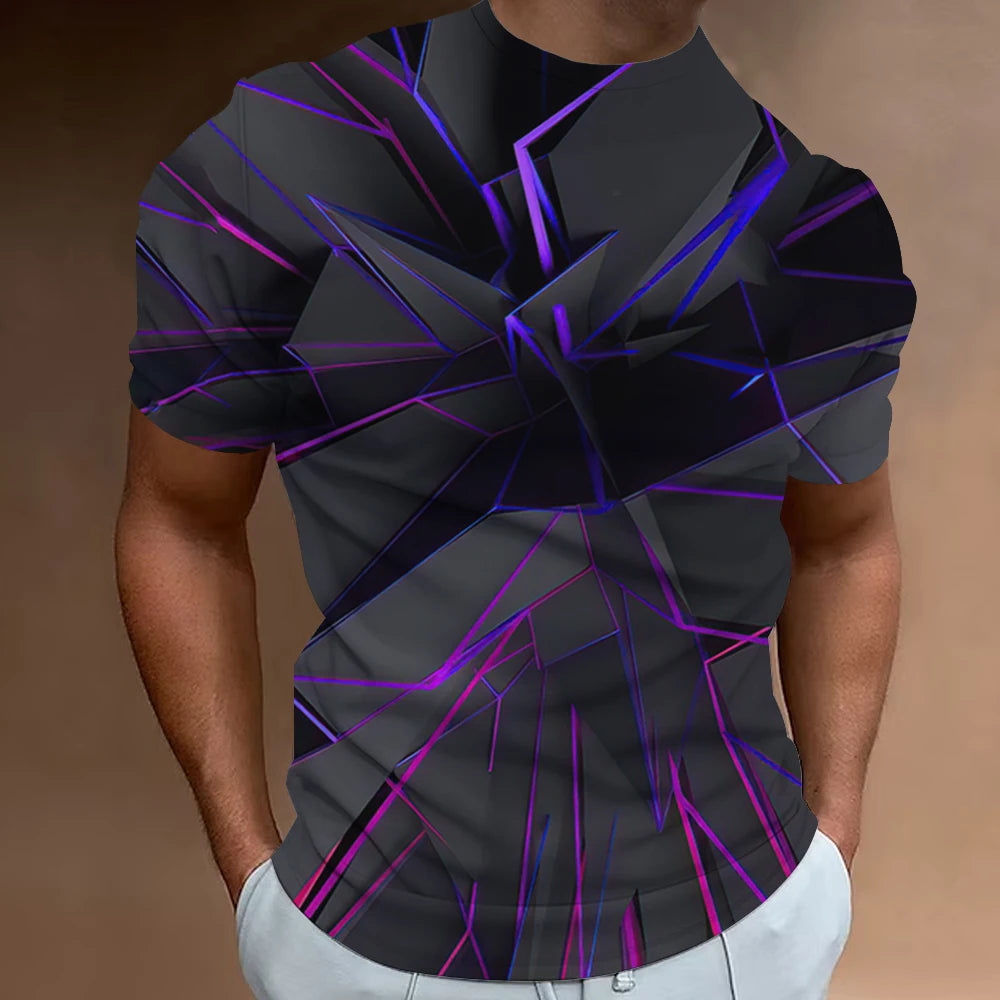 Fashion T-Shirts For Men 3d Line Printed Men'S Clothing Street Designer Short Sleeved Oversized Top Tees Daily Casual Sportswear 3
