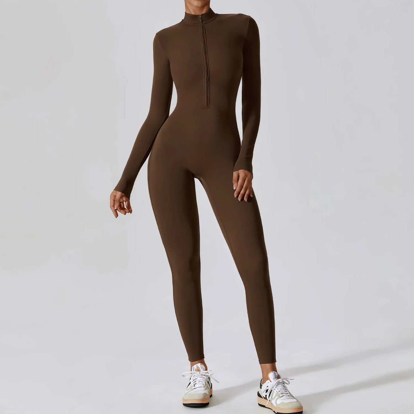 Yoga Boilersuit Long Sleeved Women's Sportswear Gym Zipper Jumpsuits Workout High-intensity Fitness One-piece Skin-tight Garment 5
