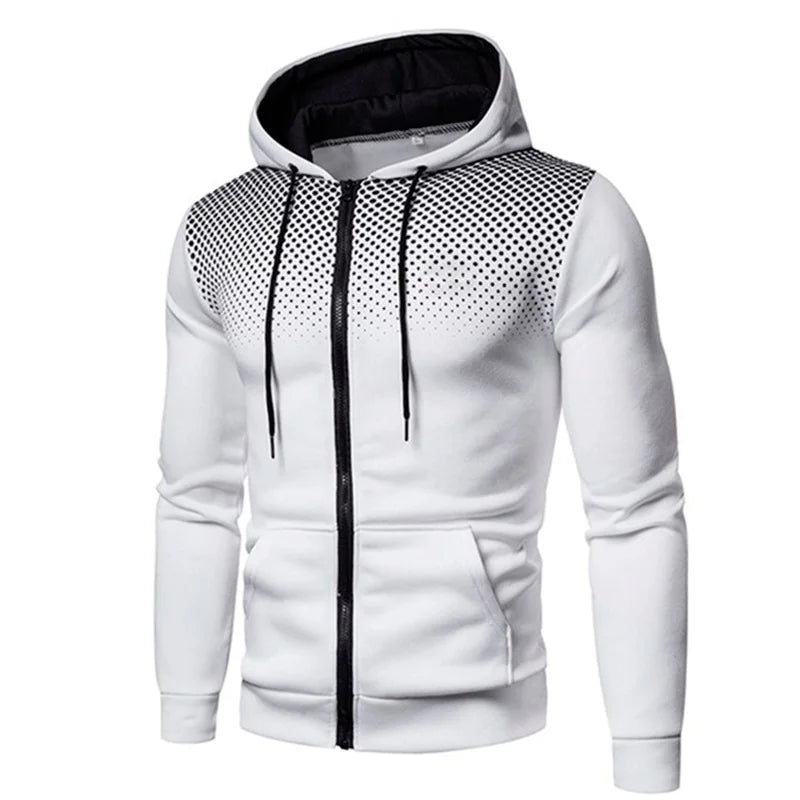 Men’s Polka Dot Slim Fit Zip-Up Hoodie
