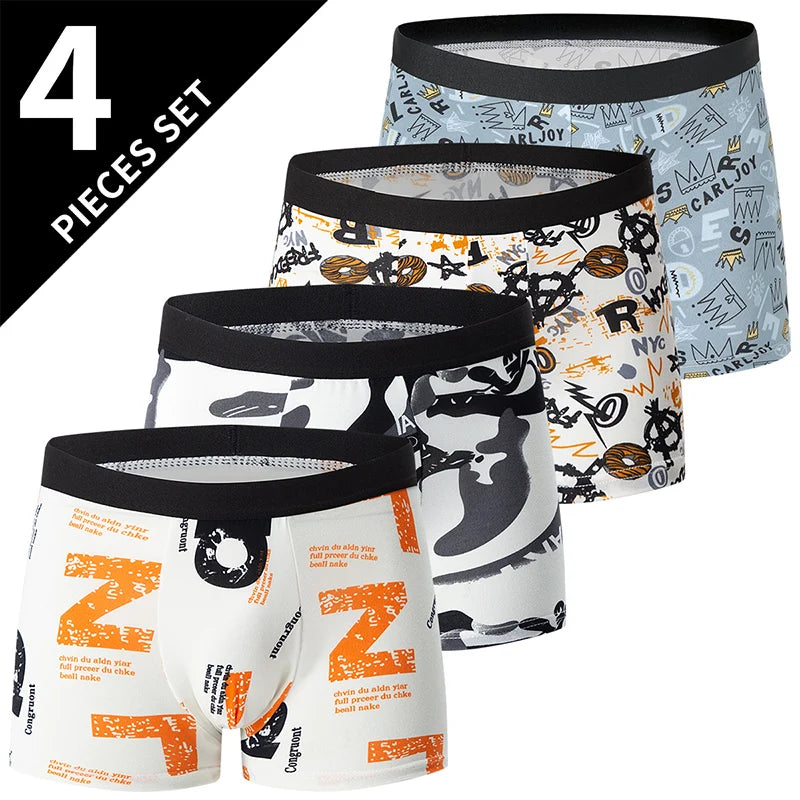 4-Pack-European-and-American-Size-MEN-S-FASHION-Printed-Boxer-Underwear-Comfortable-Swimming-Trunks-Oversized