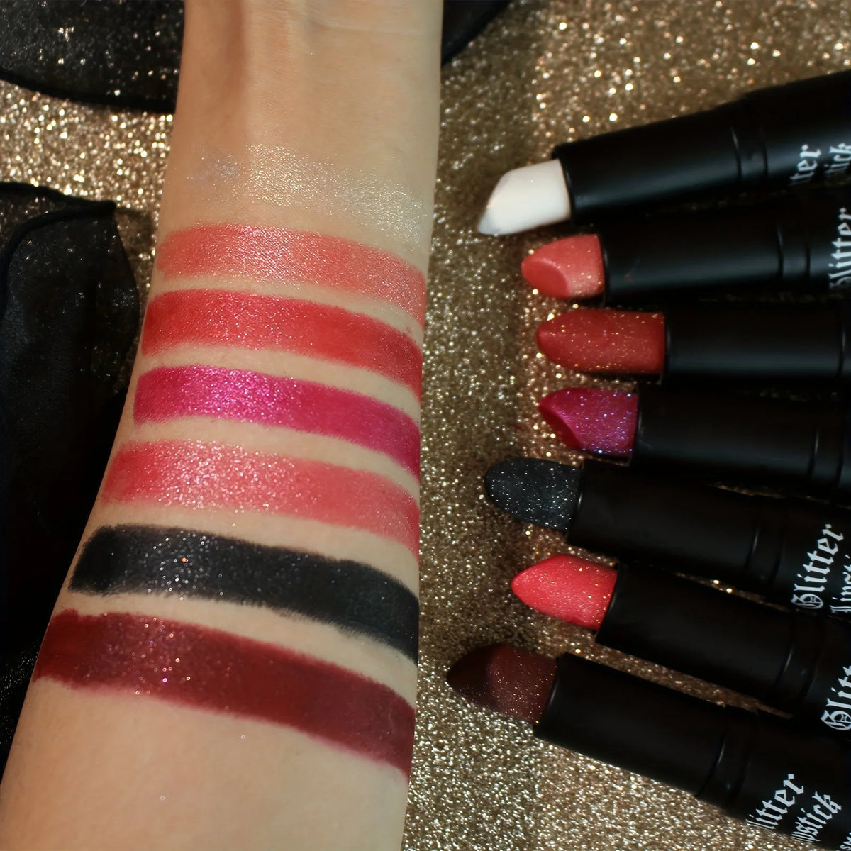 7 Colors Glitter Lipstick Hydrating Sparkling Shine Lip Color Nonstick Highly Pigmented Formula Gives Metallic Finish Lip Makeup 4