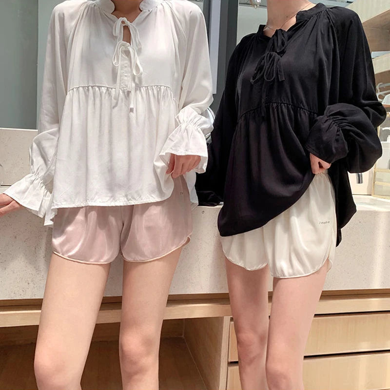 Comfortable Loose Short Pants Women Soft Ice Silk Streetwear Student Girl's shorts Female Sexy Beach Jogger Shorts Summer 6