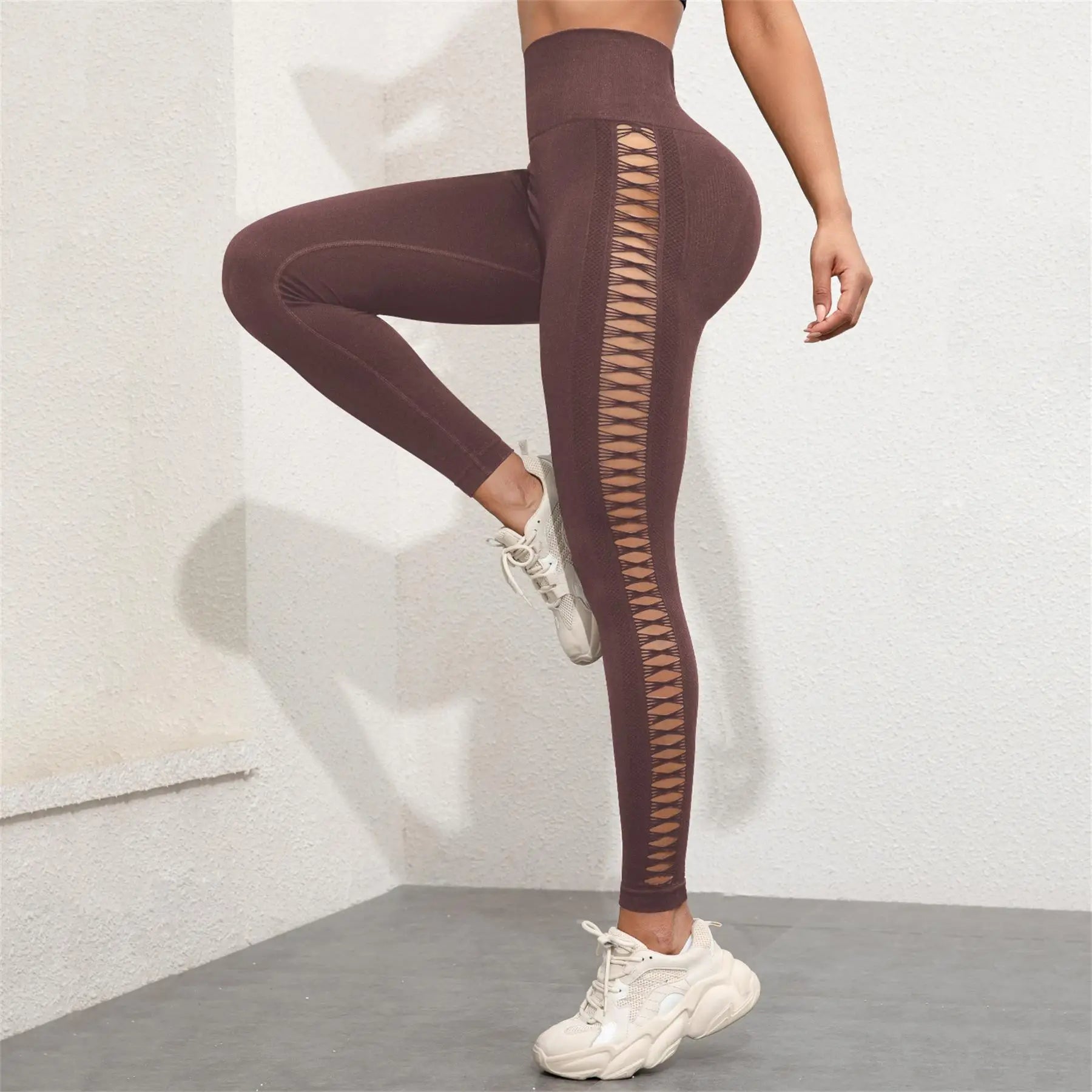 Women's Seamless Hollow Out Tie-Dye High-Elastic Compression Workout Leggings, For Yoga & Fitness 5