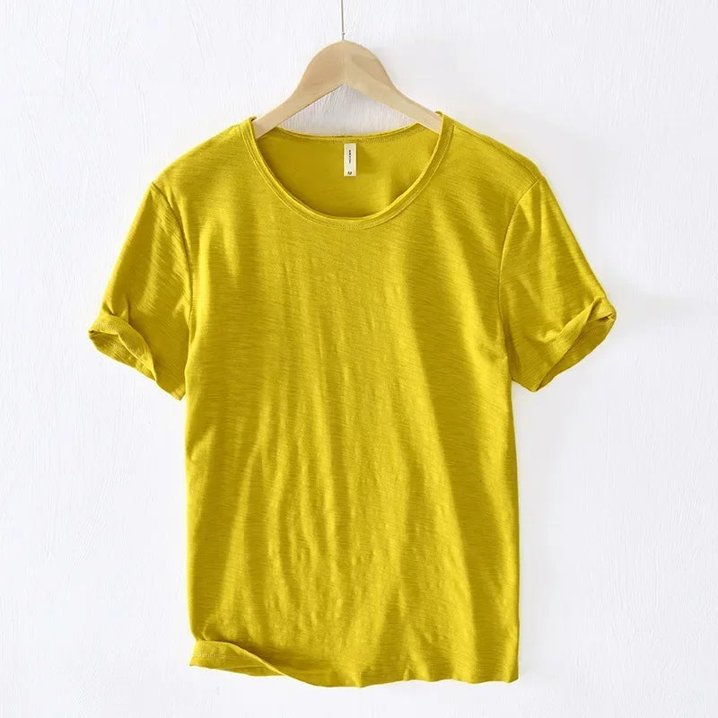 Mens Retro Raw Edge Cotton Tee