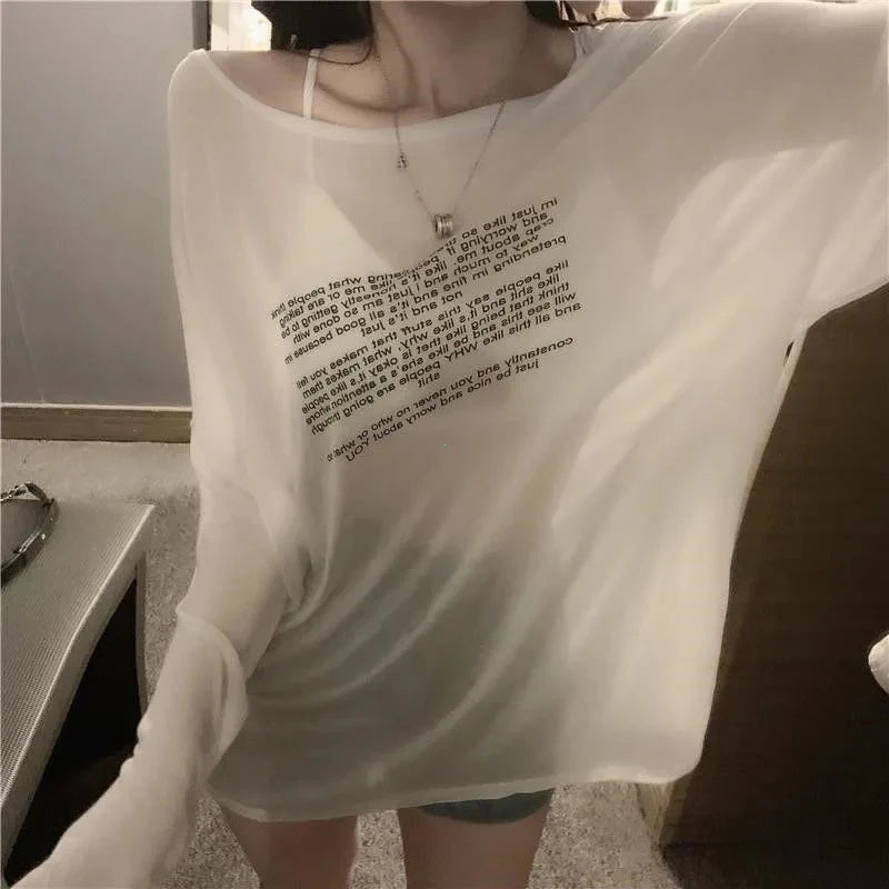 Women’s Korean-Style Letter Print Tee