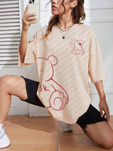 Women's Cotton T-Shirt - Kawaii Teddy Bear Graphic Print - Summer Casual Top 5