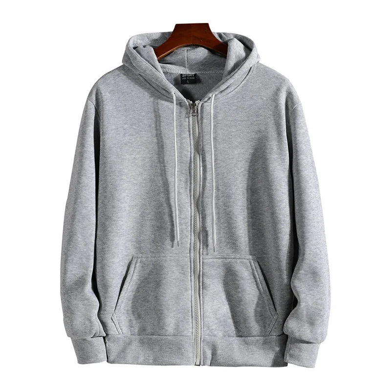 Zipper Hoodies Autumn Winter Men's New Long Sleeve Hooded Sweatshirt Fashion Casual Male Outfit Sportwear Loose Fit Clothes 4