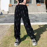 Pants Women Summer Ladies Full Length Trousers Loose High Waist Casual Skulls Drawstring Fashion Popular Preppy Korean Style 3