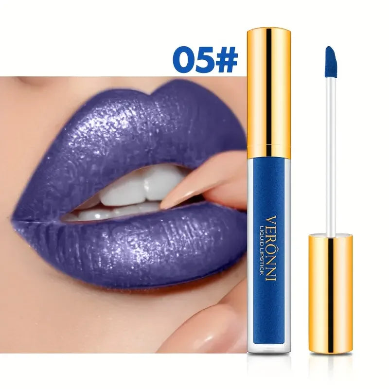 10-Color Diamond Shimmer Liquid Lipstick Set