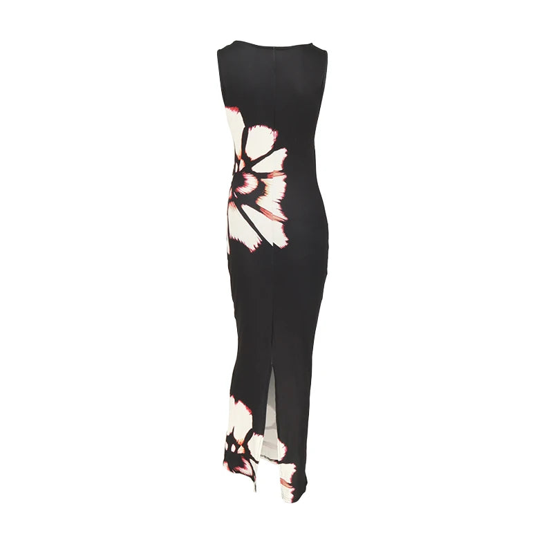 Black Dresses Women Summer New O-Neck Sleeveless Sexy Clubwear Hollow Out Dress 6