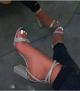 Heel Sandals Women Rhinestone Sexy Transparent High Heels Sandals 2