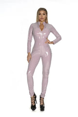 Women's Wet Look Faux Leather Jumpsuit