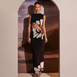 Black Dresses Women Summer New O-Neck Sleeveless Sexy Clubwear Hollow Out Dress
