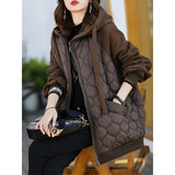 Light Down Cotton Solid Women Cotton Clothes 2025 Winter New Version Temperament  Jacket Hooded Loose Women Tops