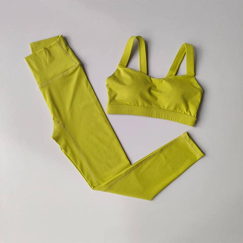 2PCS Yoga Set Women Fitness Suit Set Sports Bras High Waisted Running Suit Fast Drying Leggings Advanced Fitness Suit 5