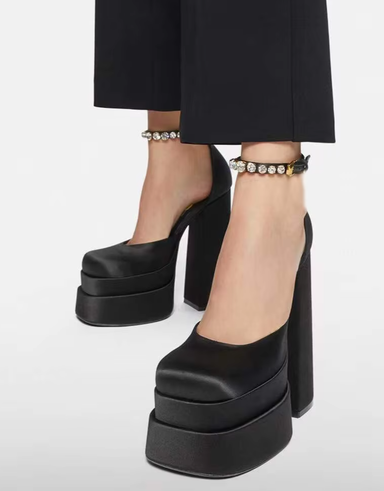 New Fashion Women Pumps Retro Mary Janes Chunky Heels Sandals Spring Platform Dress Party Wedding Basic Shoes