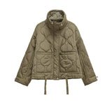 Women's Cotton Robe Zipper Solid Color Large Pocket Long Sleeve Winter New Jacket Cotton Robe 4