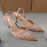 2025 Summer Women's Diamond Mesh High Heel Sandals - Elegant Slingback Party Shoes 3
