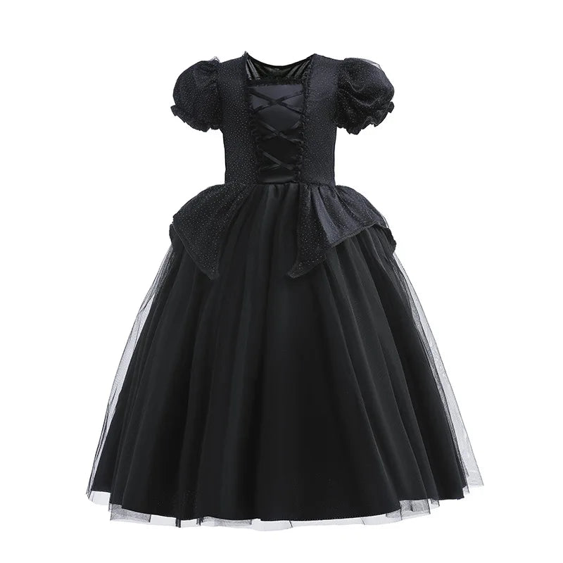 Girls' Dark Forest Queen Cosplay Dress with Wings