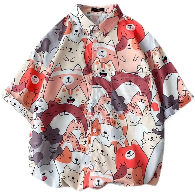 Men-Street-Fashion-Summer-Daily-Shirt-Hawaiian-Cartoon-Print-Casual-Loose-Shirts-Short-Sleeve-Beach-Loose