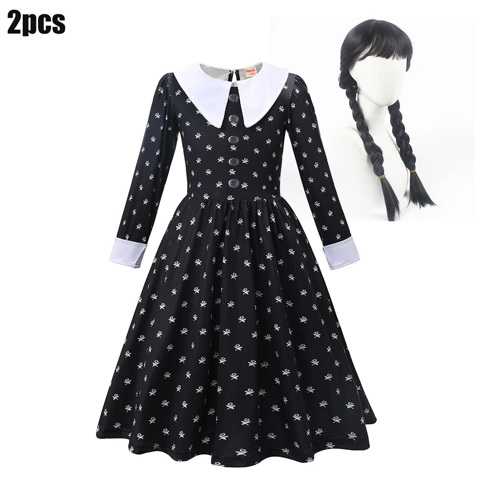 Girls' Gothic Black Mesh Fluffy Dress