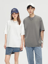 260GSM Summer T Shirt Men Korean Fashion Short Sleeve Loose Basic T-shirts Solid Tops Oversized Tee Unisex 2