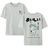 Cute Japanese Cat Print Oversized T-shirt men Women Short Sleeve Loose Casual Tee Shirt Streetwear Tops Cotton Harajuku Clothing
