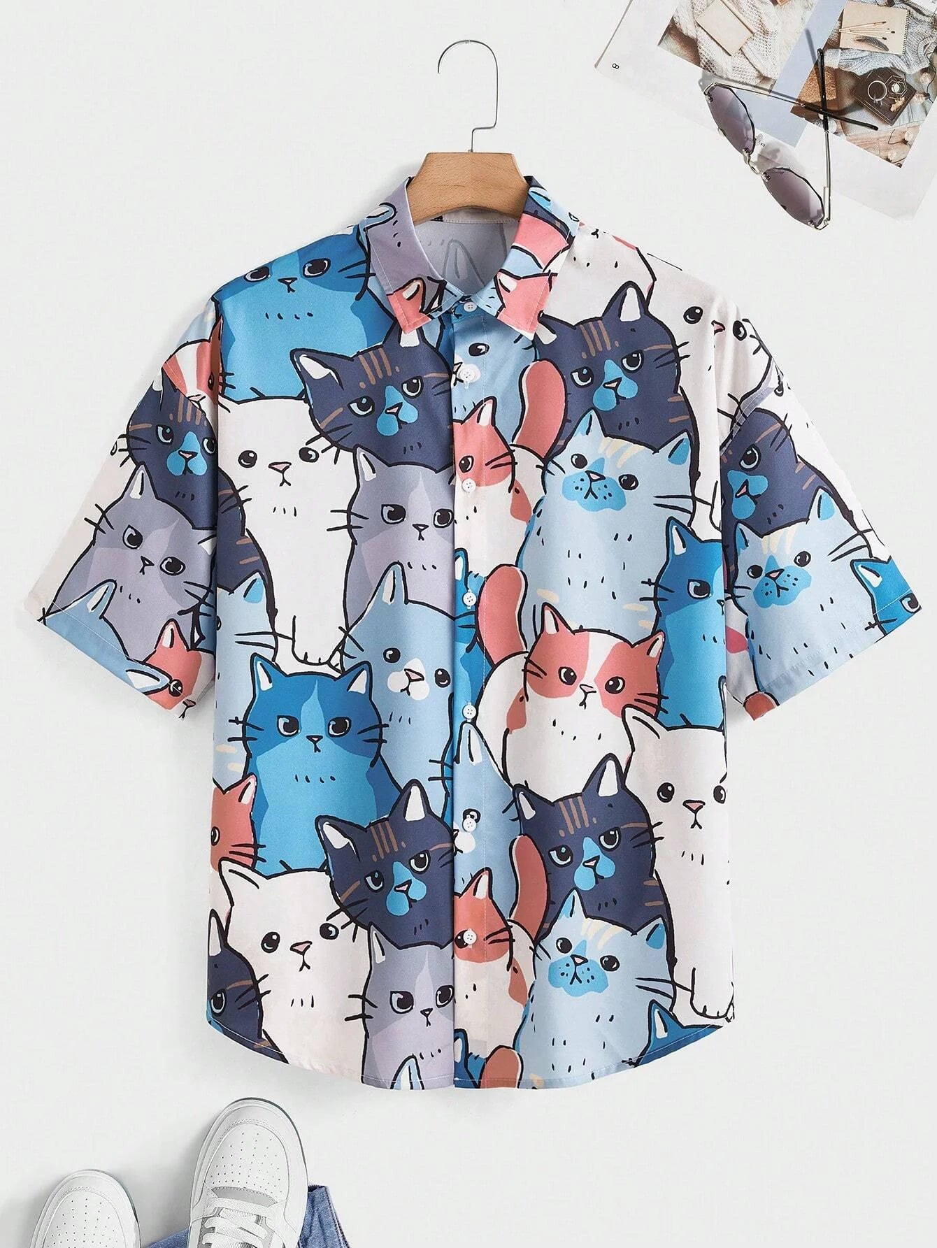 Men’s 3D Cat Print Hawaiian Shirt