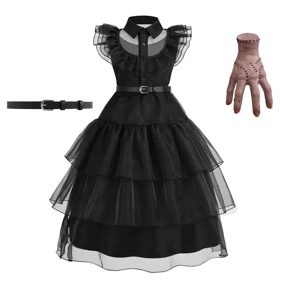 Kids' Wednesday Inspired Ruffle Dress