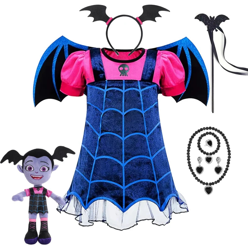 Girl Vampirina Halloween Cosplay Costume Dress Kids Princess Dress Up Vampire Carnival Party Disguise Clothes