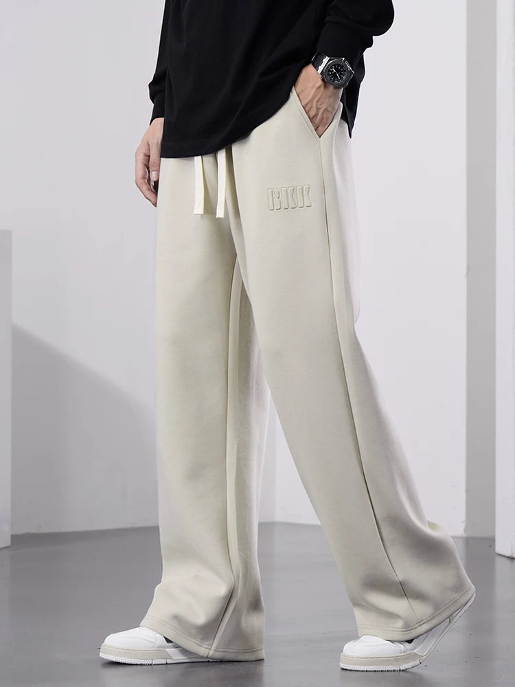 Men's Straight Sweatpants Wide Leg Cotton Track Pants 5
