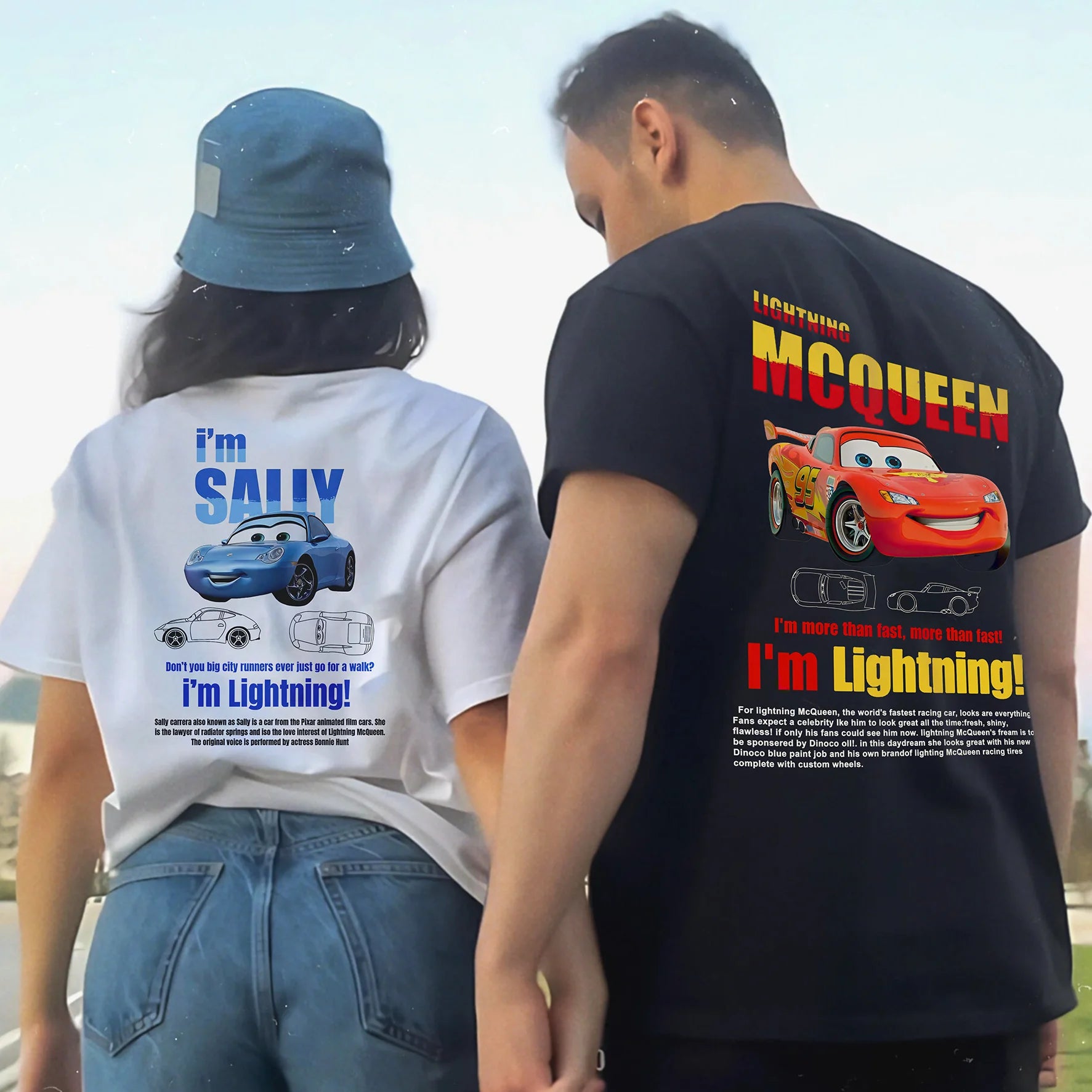 Fun Sally I'm Lightning Car Outfit T Shirt for Men Women Mcqueen Tee Shirt 100% Cotton New Arrival Clothing Love Gift For Couple 3