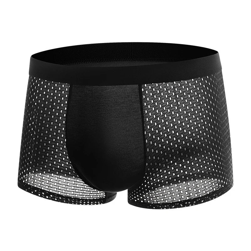 4pcs Men's Underwear Ice Silk Mesh Men Boxershorts Plus Size Panties Solid Sexy Men Boxer Summer Breathable Intimate Underpants 3