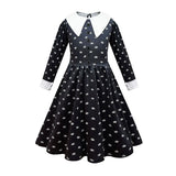 Children Addams Dress Kids Wednesday Dancing Fantasy Baby Ruffles Family Christmas Layered Clothes Cosplay Halloween Costume 6