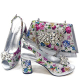 Italian Gold Block Heel & Matching Bag Set