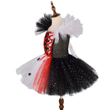 2025 Classic Girl Cosplay Clown Pure White + Black Princess Puffed Skirt Halloween Easter Festival Party Dress+ Accessories Set 5