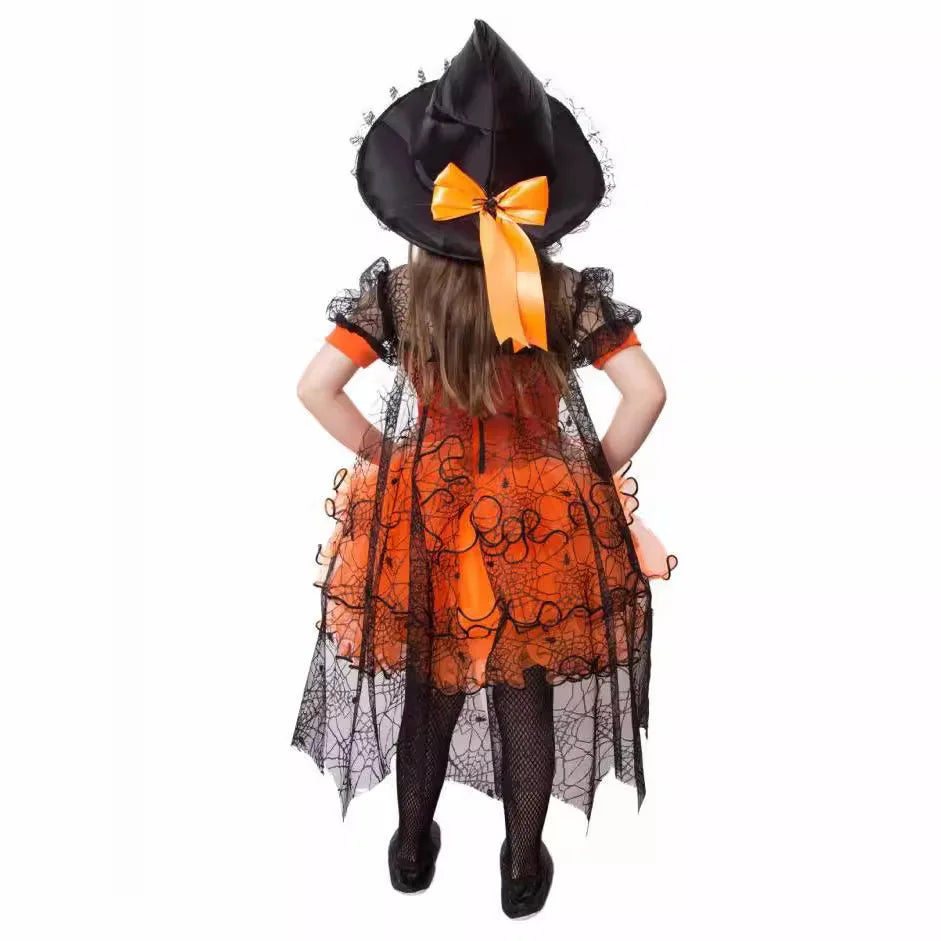 Baby Halloween Costume Girls Princess Spider Mesh Dress Children Vampire Performance Elegant Clothes Witch Dresses 1-6 Y 5