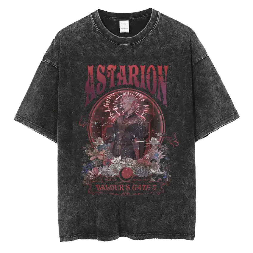 Astarion-Girl-Dinner-Graphic-T-Shirt-Baldurs-Gate-3-Fan-Gamer-Washed-T-Shirts-Women-Men