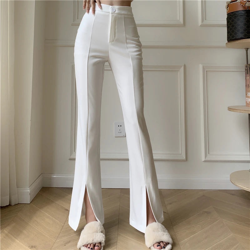 QOERLIN-Micro-Flared-Pants-Women-s-High-Waist-Slim-Casual-Chic-Wide-Leg-Split-Trousers-Elegant